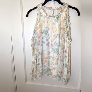 Silk open shoulder floral top